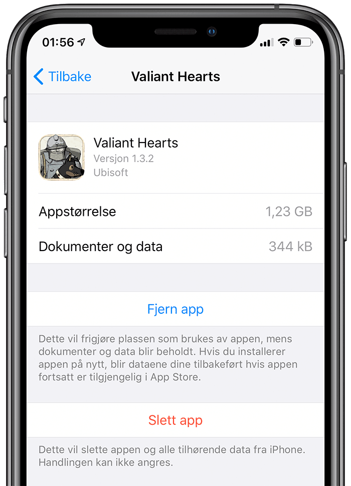 Det er enkelt å slette de største (og minst brukte) appene fra menyen - men de kan også slettes direkte fra hjemskjermen ved at du trykker lenge på app-symbolet og deretter krysser dem bort.