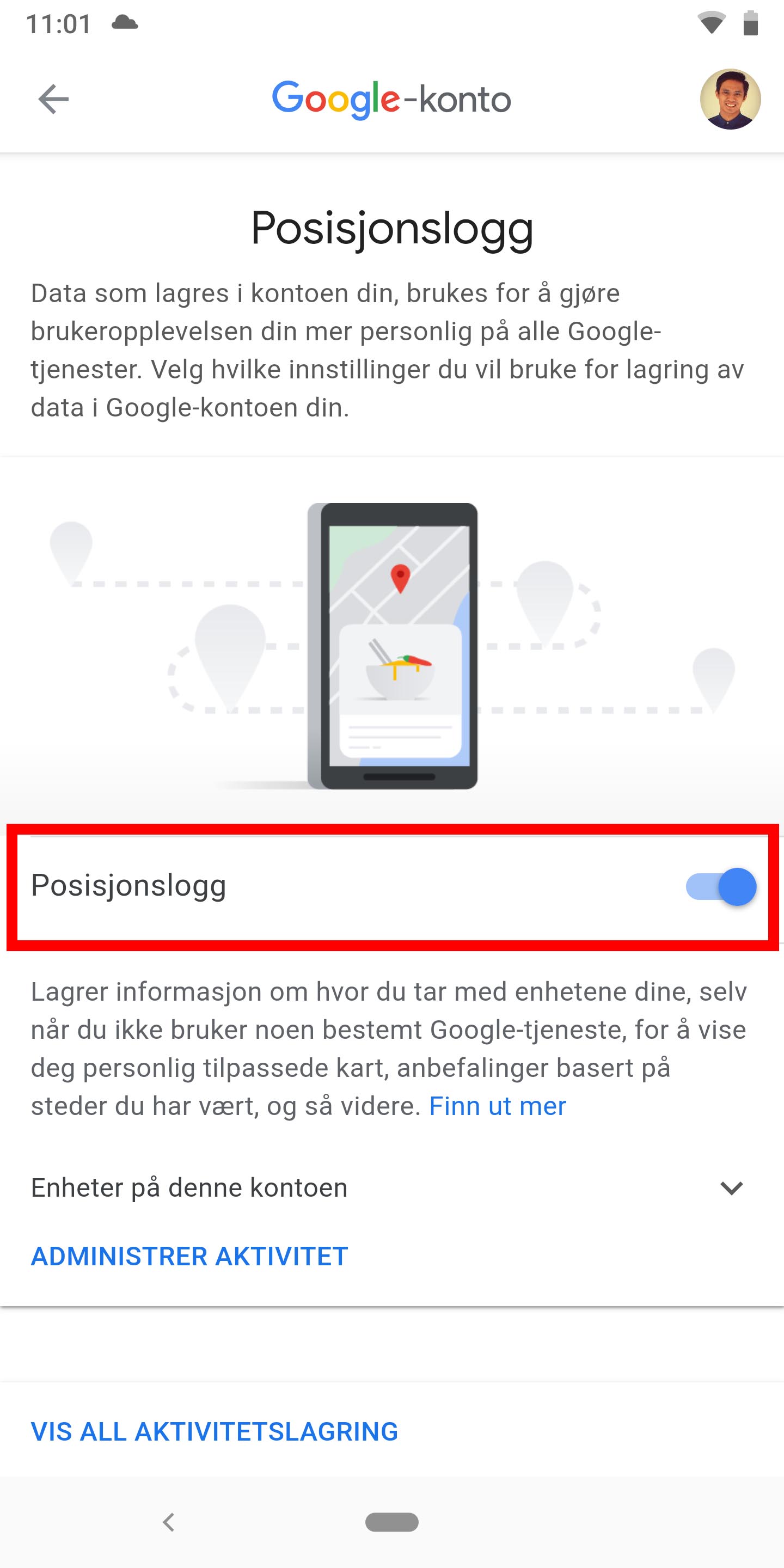 Google-konto på Android 9