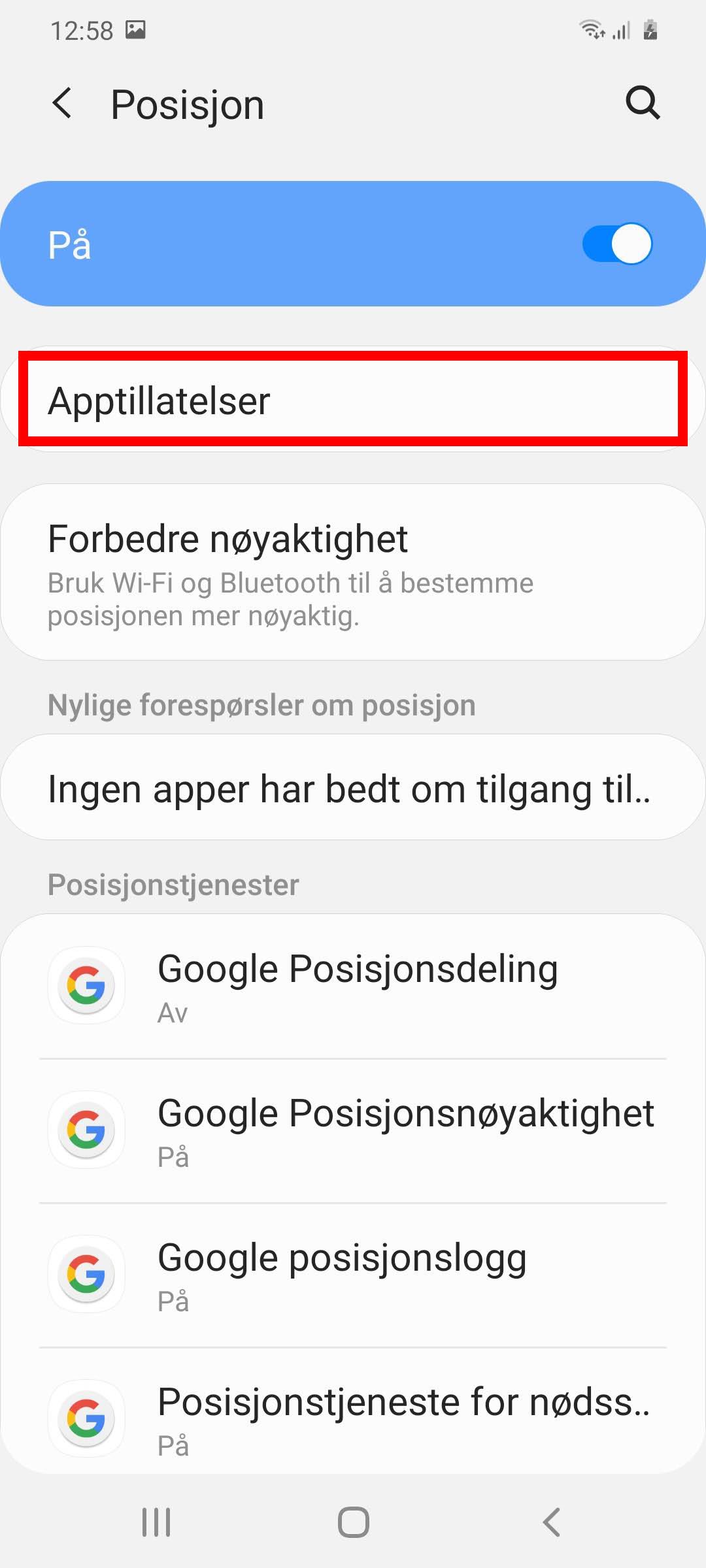 Posisjonsdata på Android