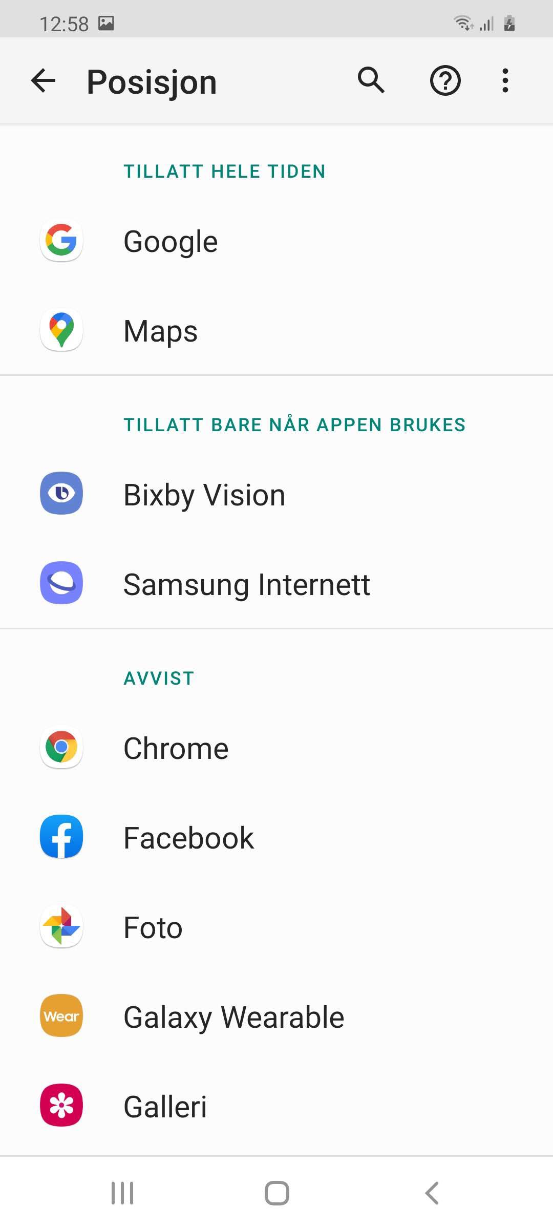 Posisjonsdata på Android