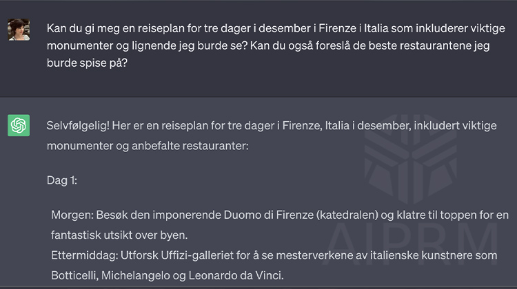 Bilde fra en samtale med ChatGPT