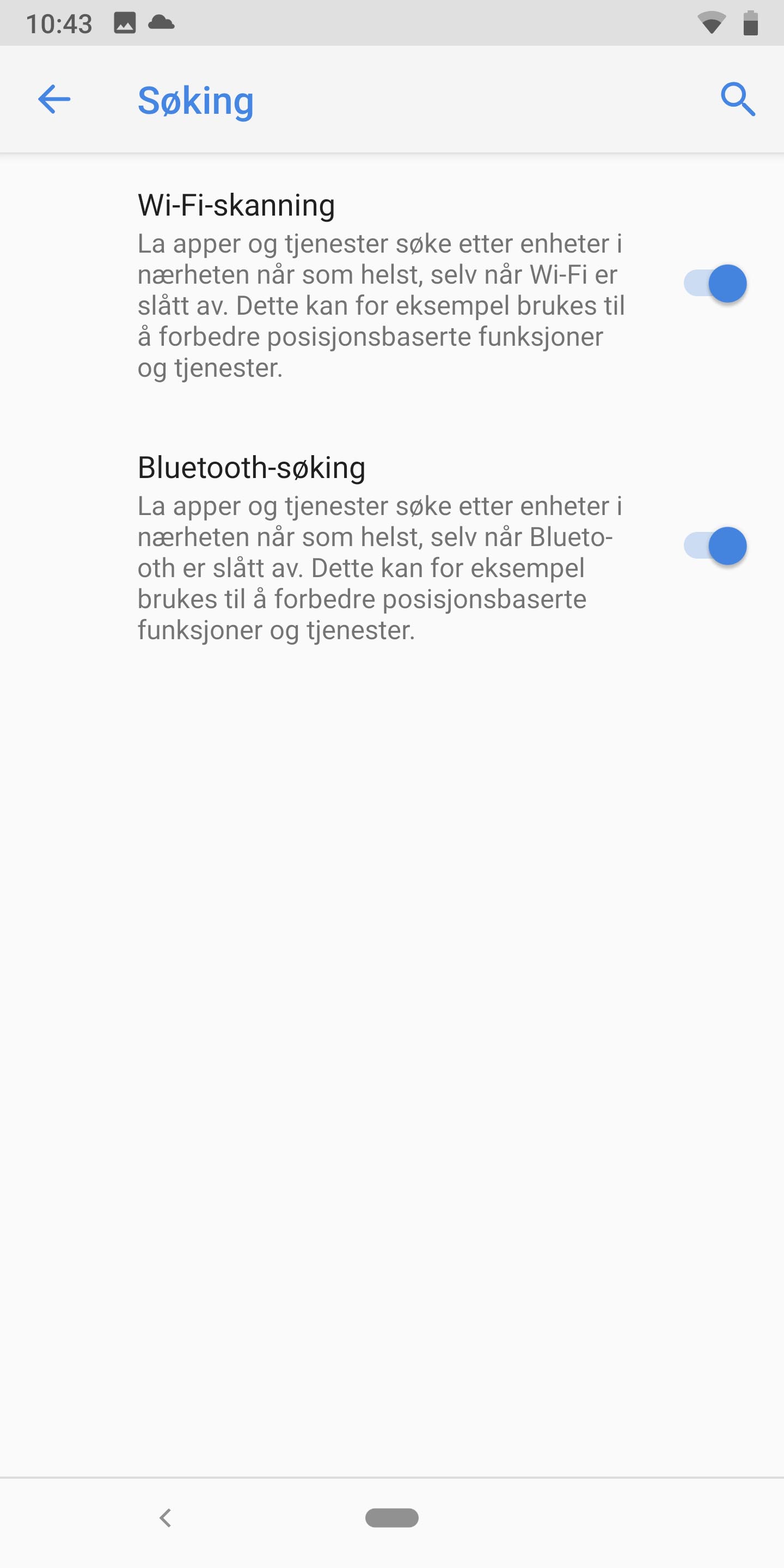 Posisjonsdata på Android 9