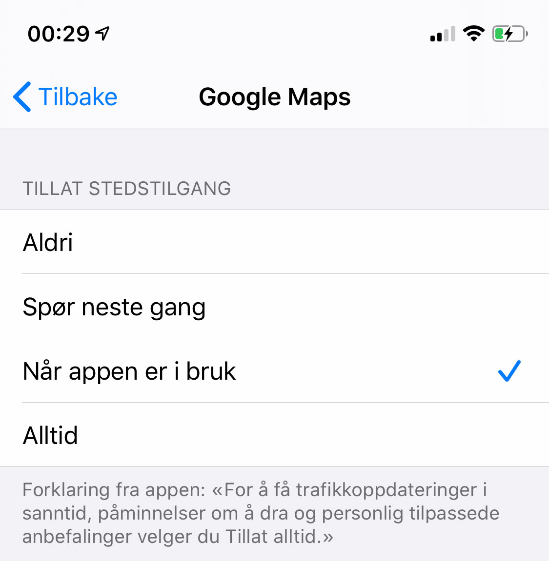 Posisjonsdata på iPhone