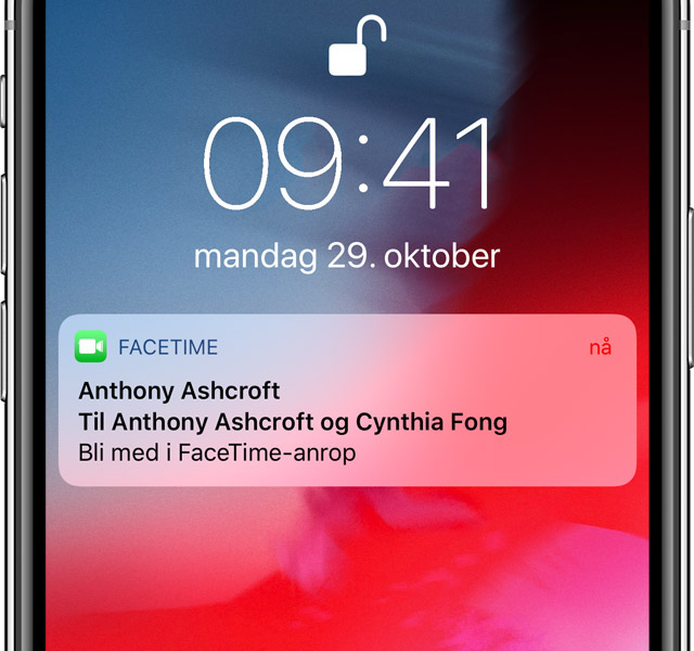Du kan bli en i en samtale direkte fra invitasjonsvarselet. Foto: Apple
