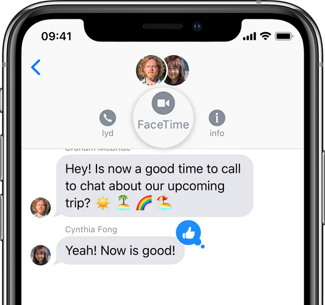 Start videosamtale direkte fra meldingsgruppen deres. Foto: Apple.