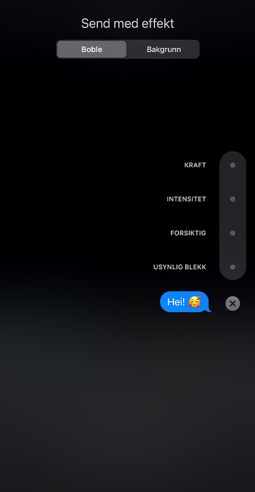 iphone sms-effekter bobleeffekt