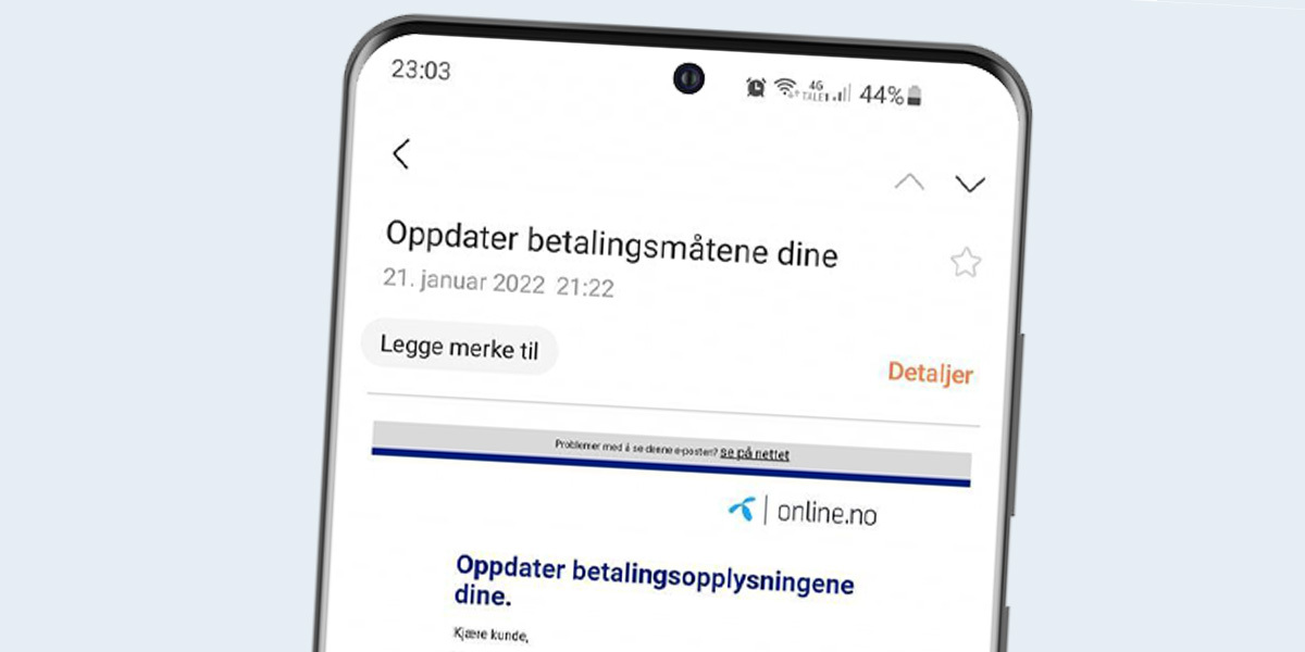 Falsk faktura-mail fra Telenor